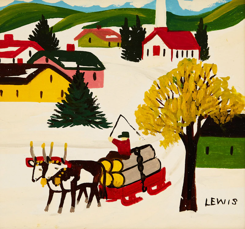 Hauling Logs, Winter by Maud Lewis