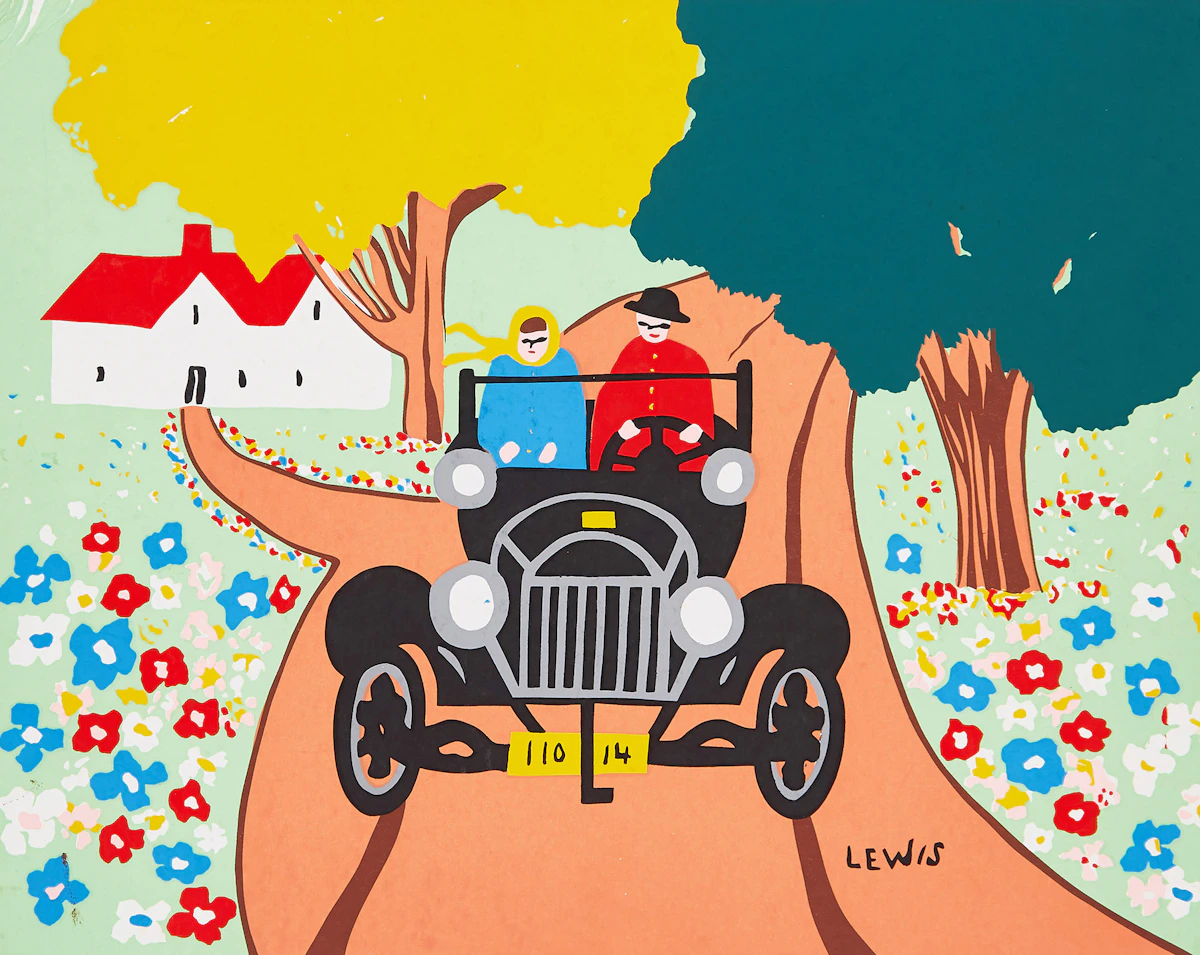 Maud Lewis (Bill Ferguson), Model T Ford, silkscreen reproduction on card