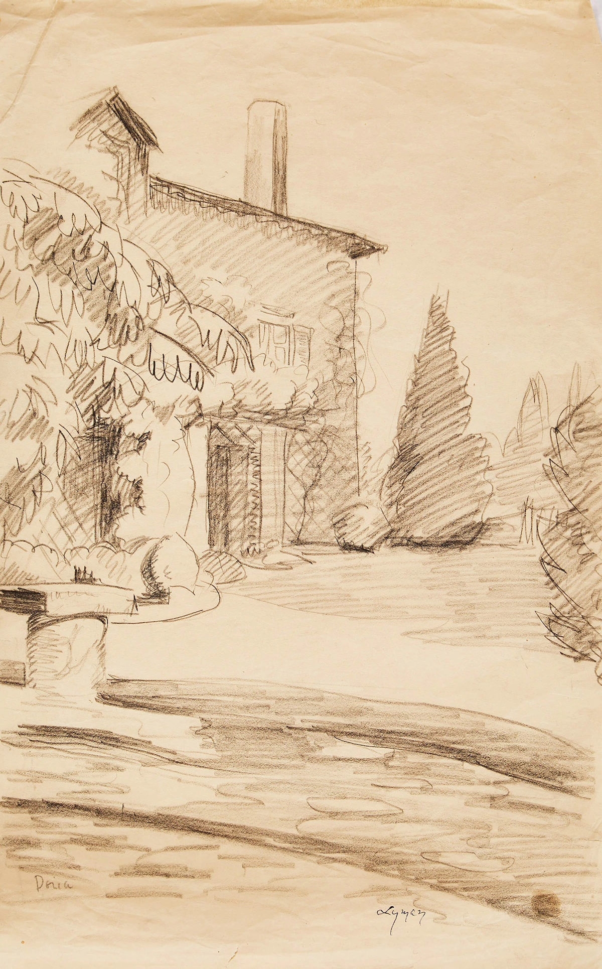 John Goodwin Lyman, Three Landscape Drawings, three charcoal drawings on paper