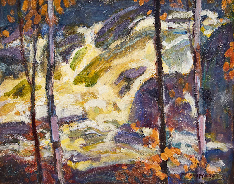 By a Northern Waterfall by Peter Clapham Sheppard