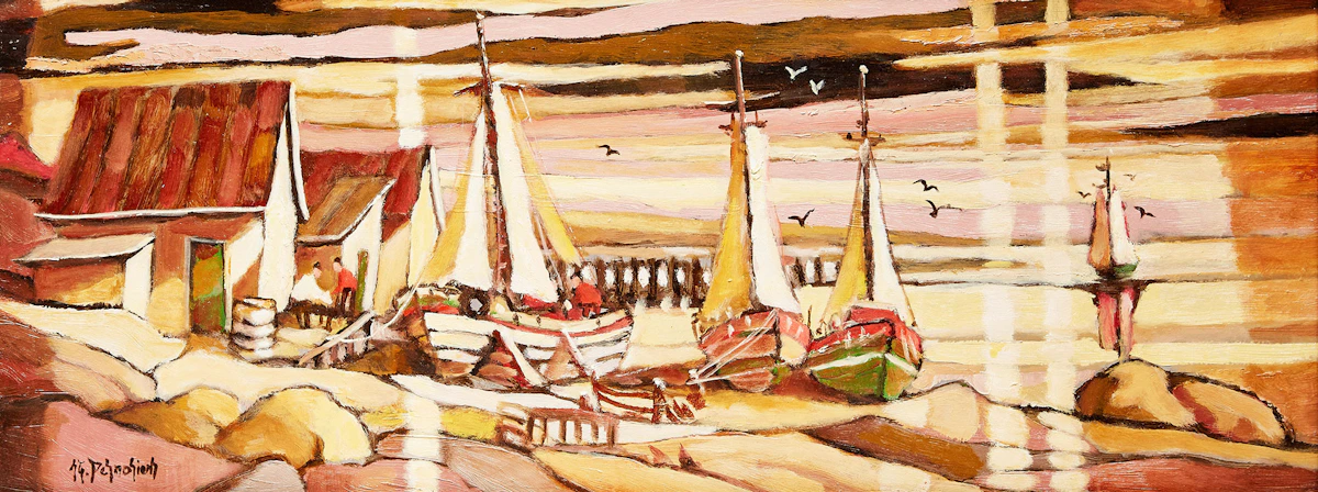 Jean-Guy Desrosiers, Le vent dans les voiles (Maine USA), oil on board