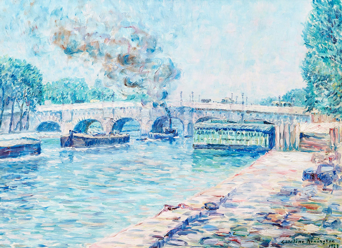 Caroline Helena Armington, Le Pont Neuf, Paris, oil on panel, 1922