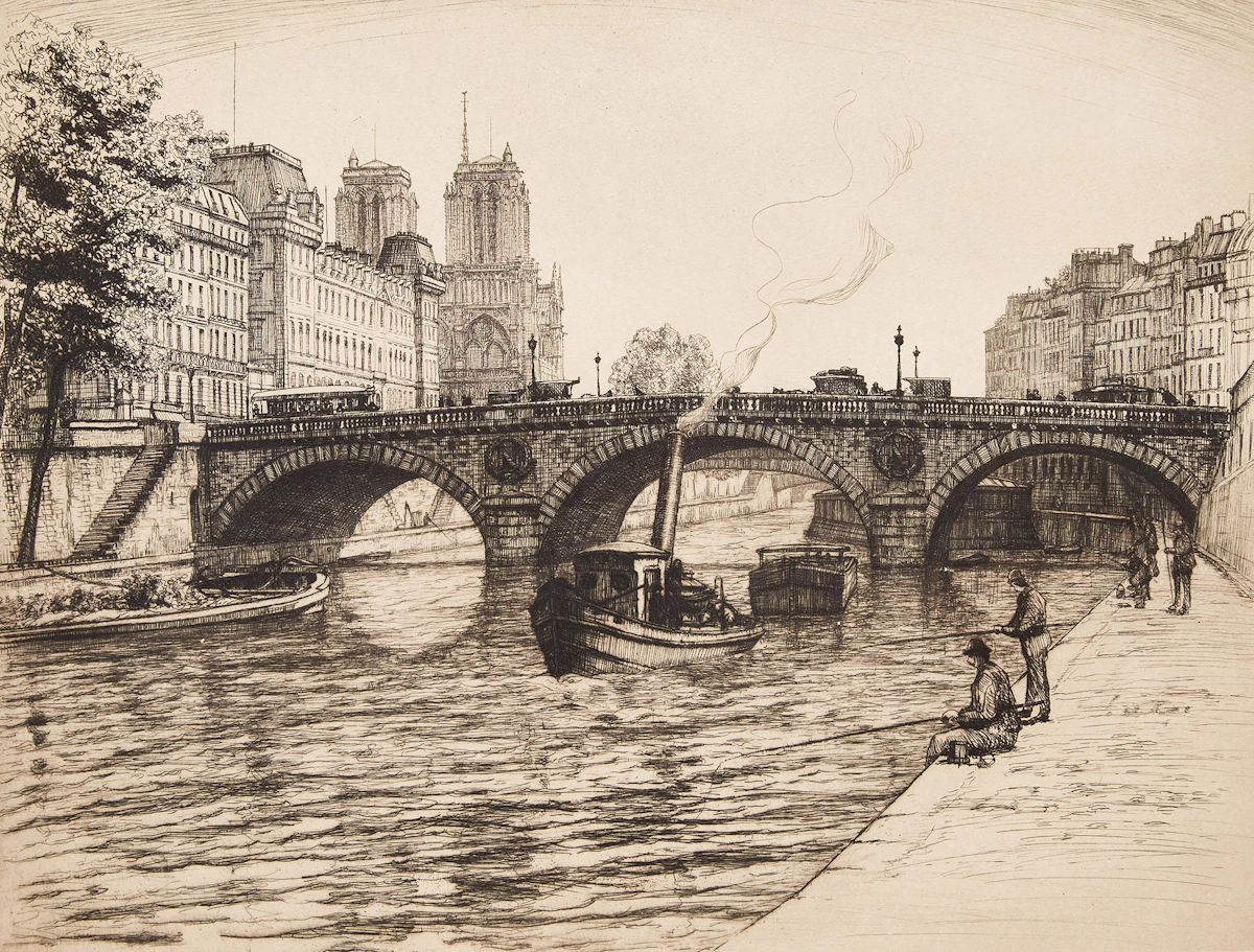 Caroline Helena Armington, Le Pont Saint Michel à Paris, etching