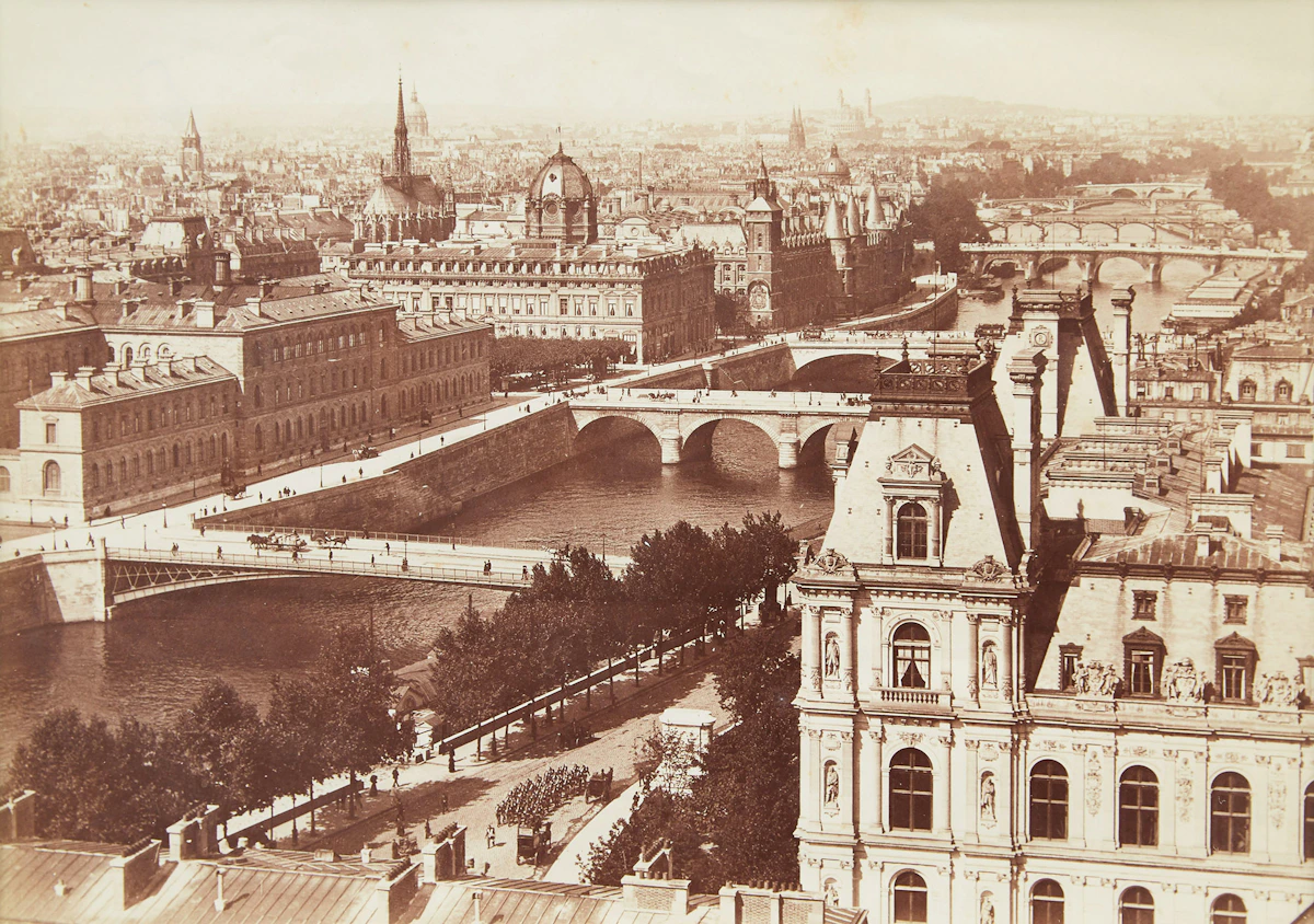 19th Century School, Four architectural views of Paris , four black and white photographs
