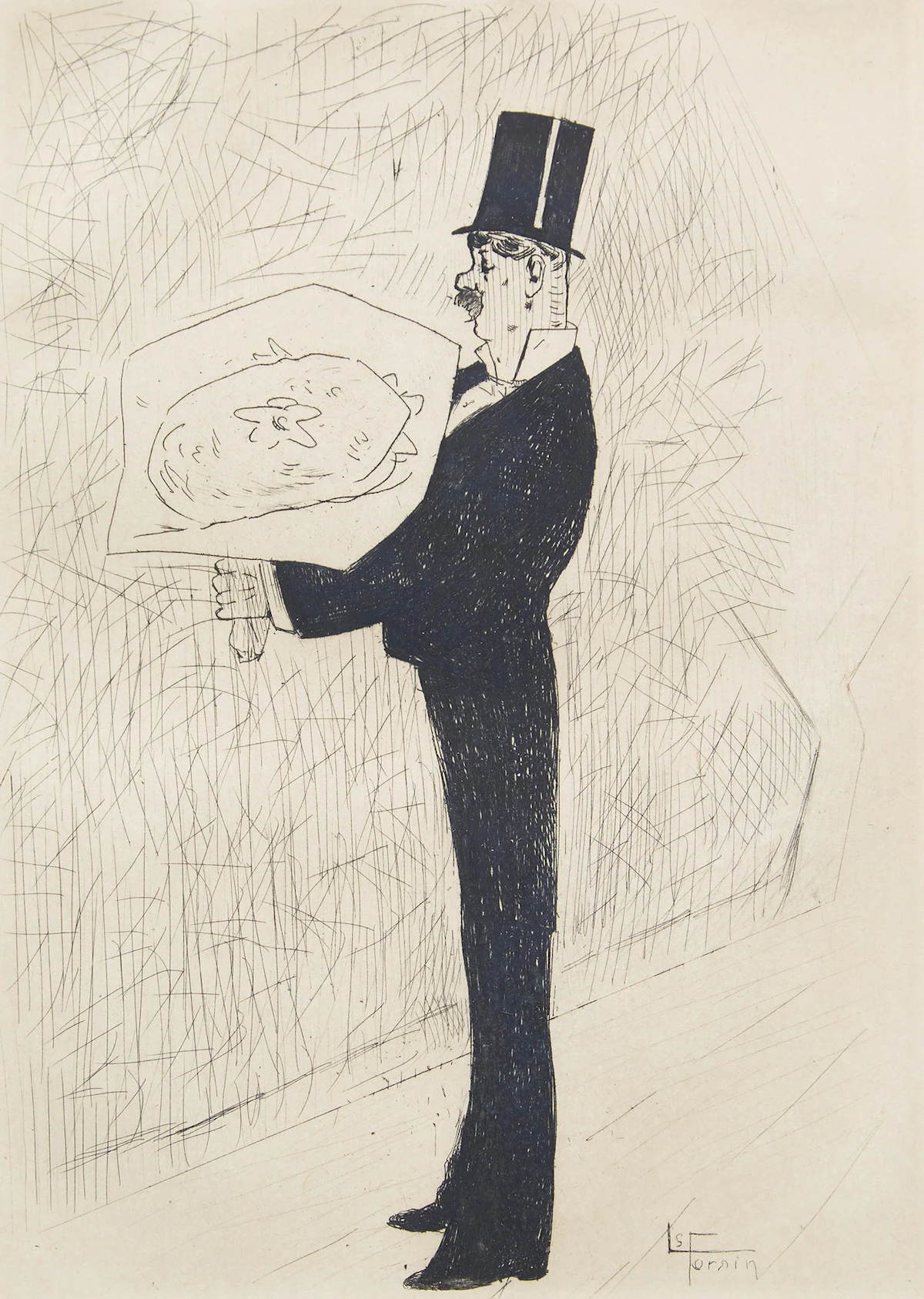 Jean-Louis Forain, The Toff with a Bouquet, etching, circa 1876