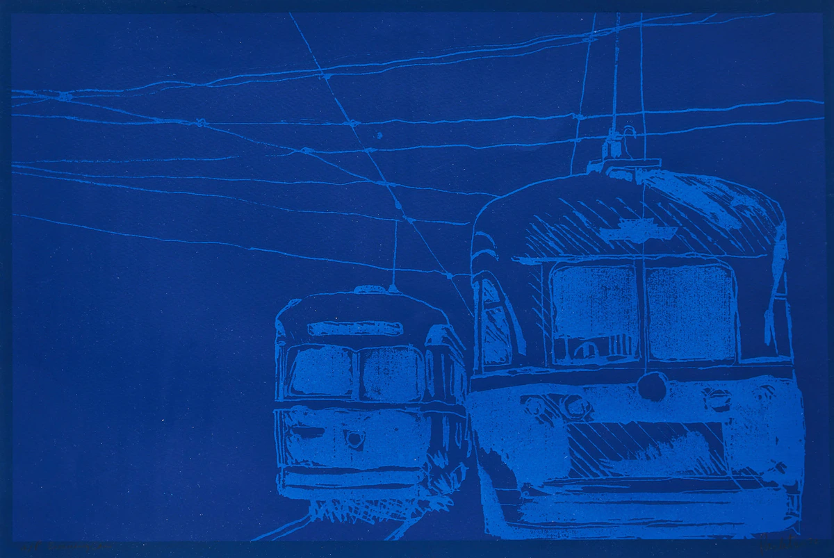 Charles Pachter, Evening Car, colour serigraph, 1972