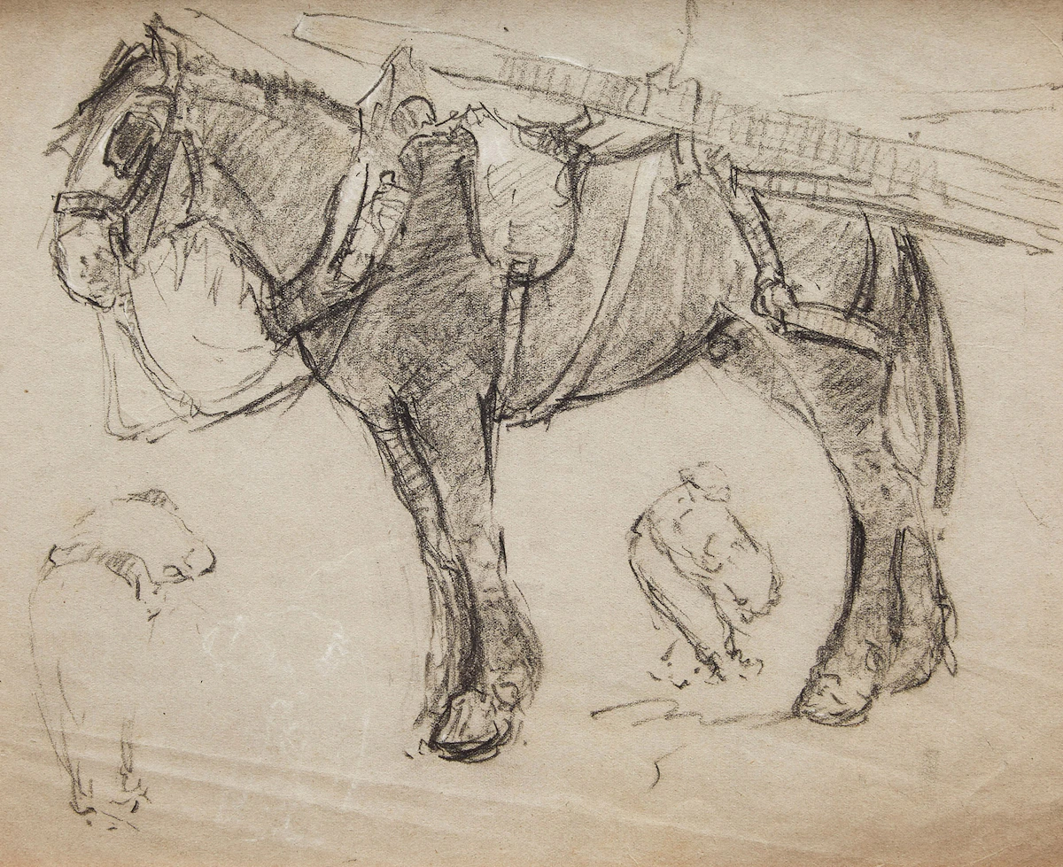 Manly Edward MacDonald, Horse and Figures, drawing