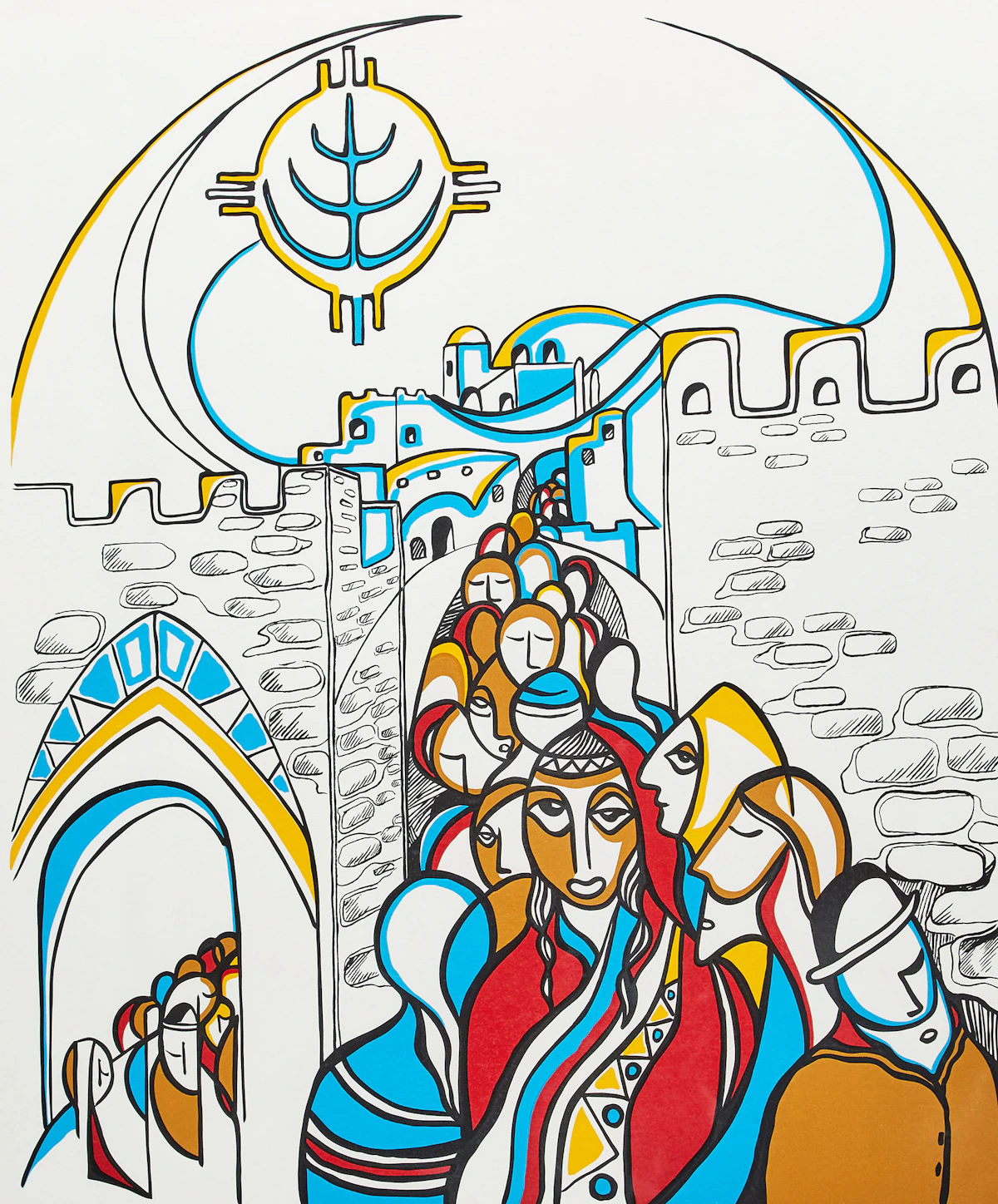 Daphne Odjig, Jaffa Gate, colour serigraph