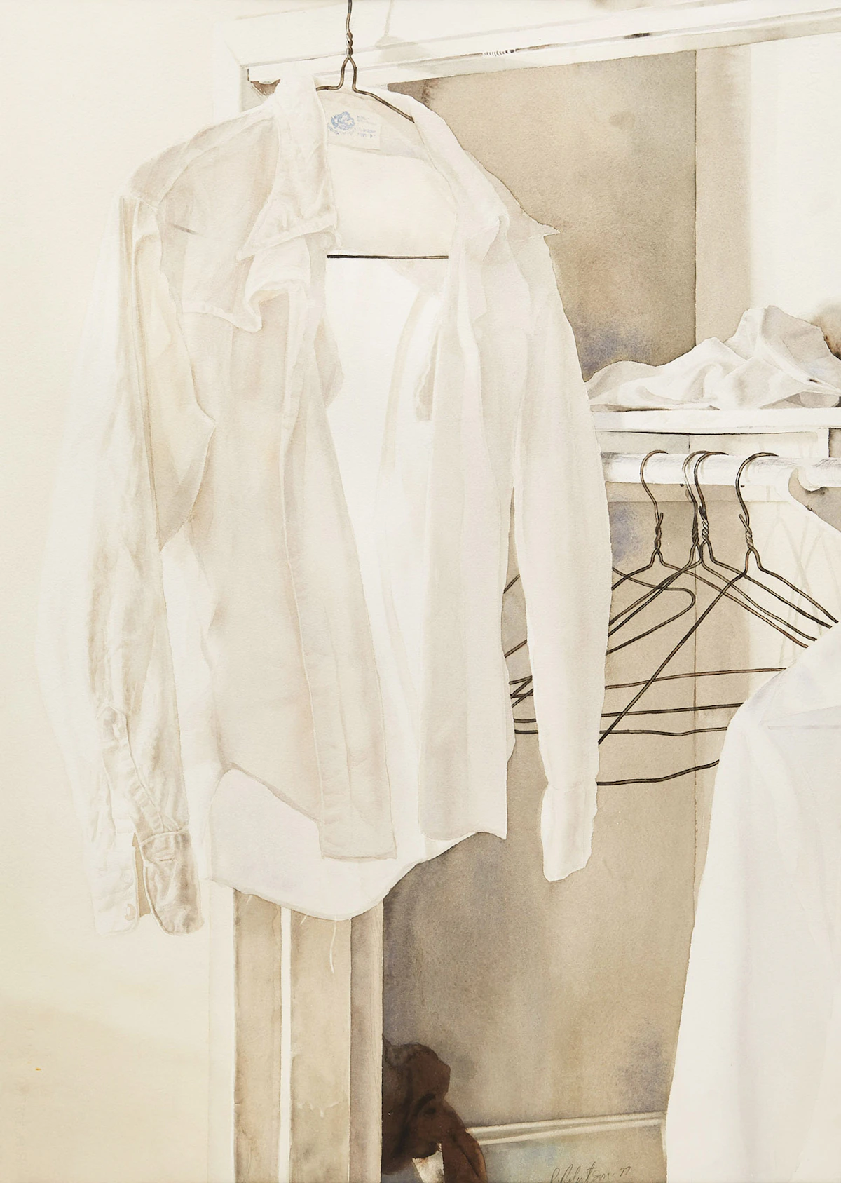 Richard Robertson, Hanging Shirt, watercolour, 1977
