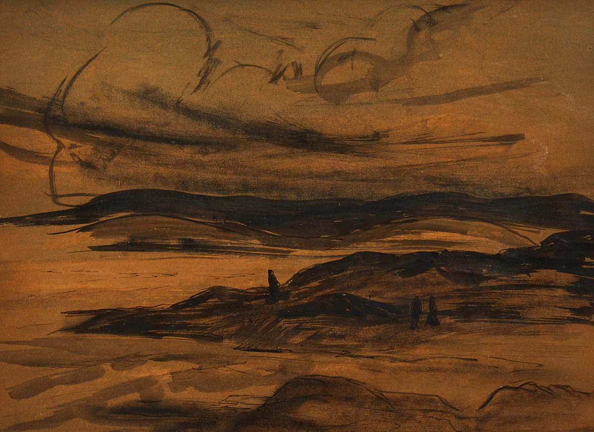 Louis Muhlstock, Untitled (Lake View), ink on paper