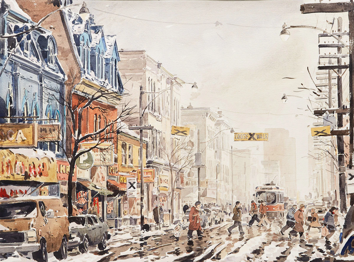 Arto Yuzbasiyan, Queen Street, Toronto, watercolour