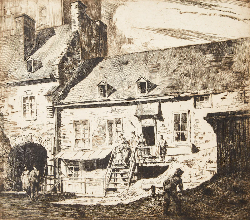Old Houses in a Courtyard, St. Vincent Street, Montreal, P.Q. by Herbert Raine