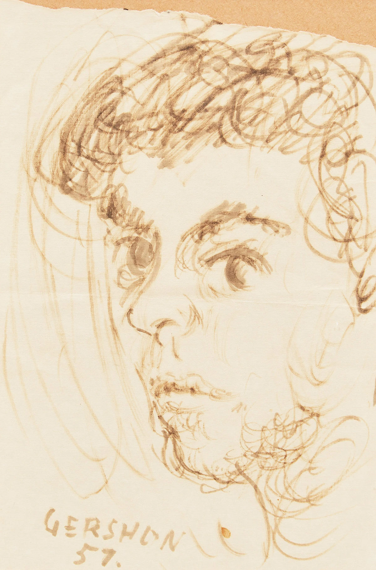 Gershon Iskowitz, Portrait of Meg, marker on paper, 1957