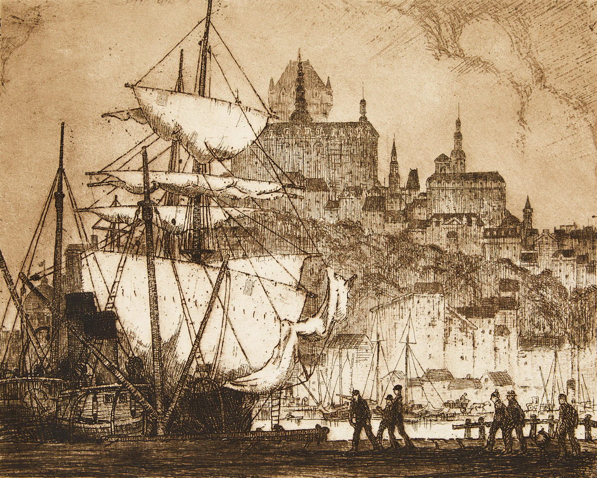 Stanley Francis Turner, Quebec from the St. Charles; Lower Town, Quebec, two etchings