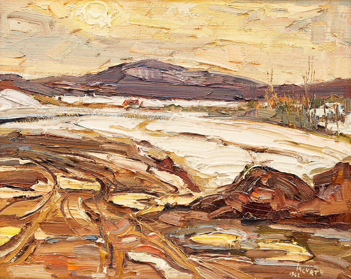 Francesco Iacurto, Valcartier, coucher de soleil, oil on canvas, 1962