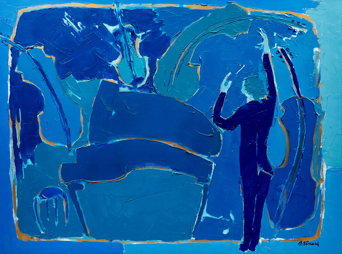 Benôit Simard, Les musiciens, oil on canvas