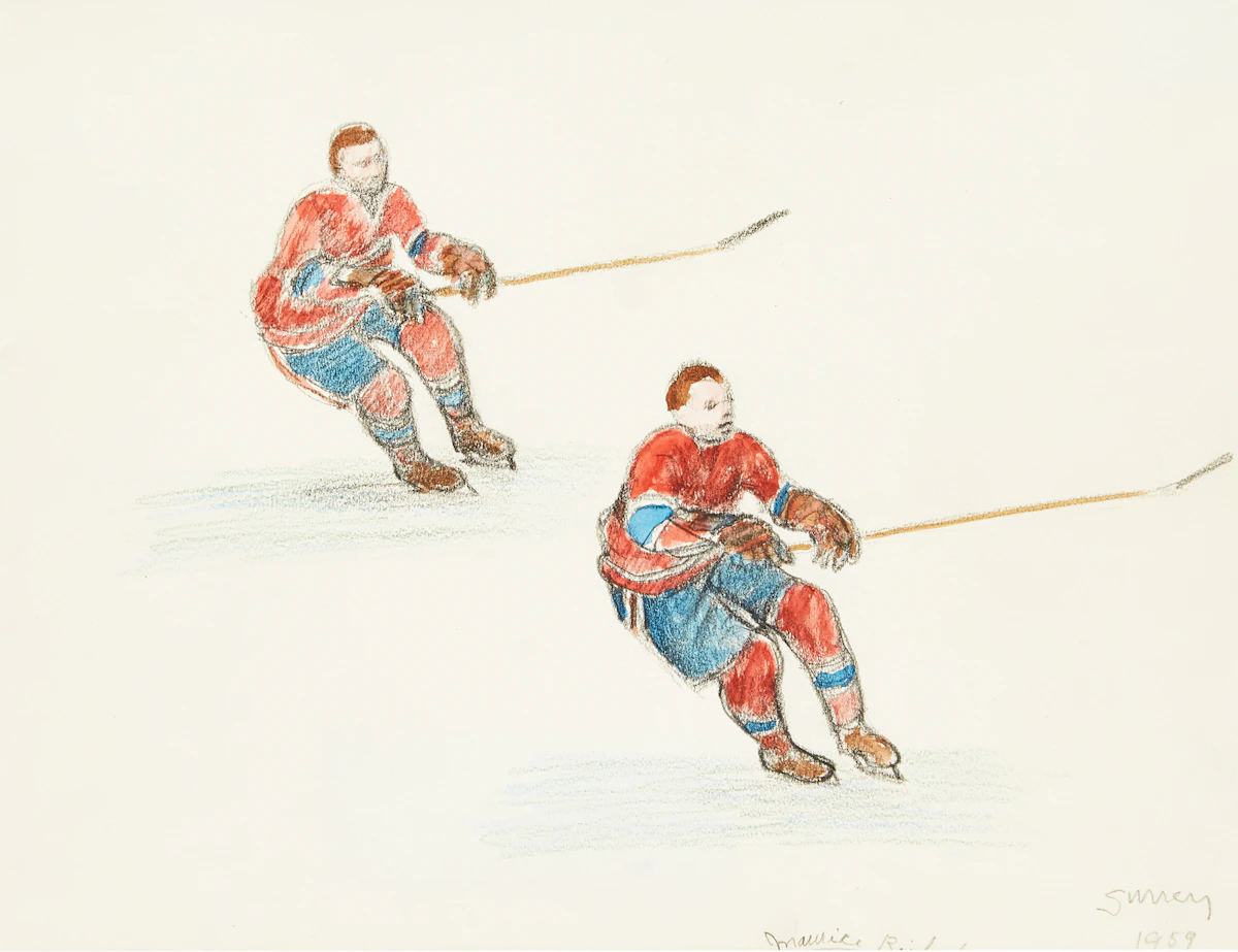 Philip Henry Howard Surrey, Maurice (Rocket) Richard, charcoal, 1959
