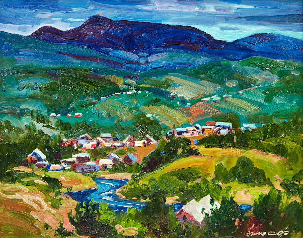 Bruno Côté, Rivière du Gouffre, oil on board