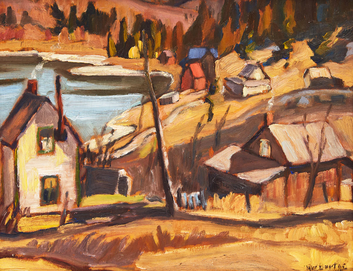 Ralph Wallace Burton, Late Spring, Farm Pointé, Que, oil on board