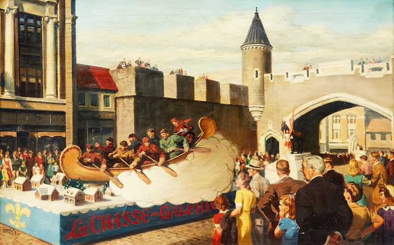 Voyageurs Float in Quebec City Parade by Frank C. Bensing