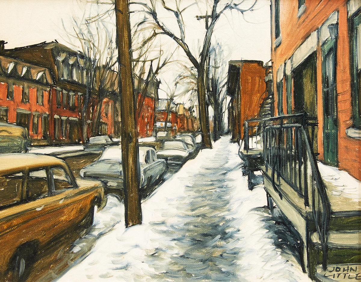 John Little, Rue Plessis vers Logan D’Autrefois, Montréal, oil on canvas, 1987