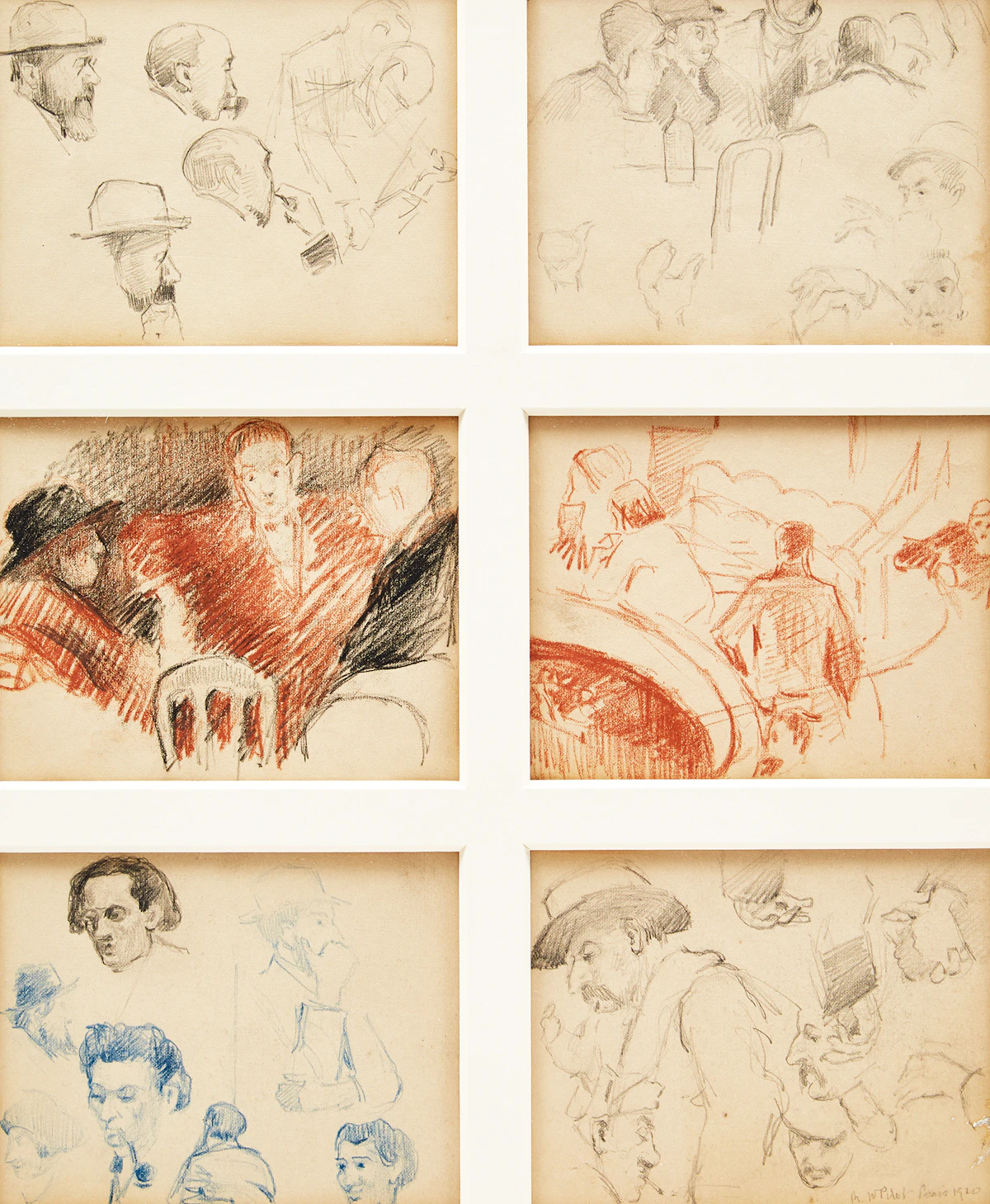 Robert Wakeham Pilot, Collection of Six Drawings/ Sketches, pencil and charcoal on paper, 1920