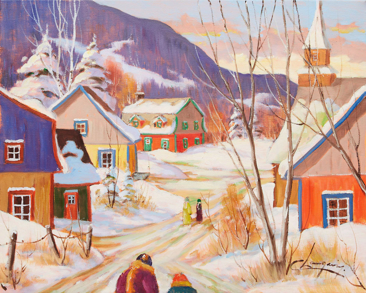 Claude Langevin, Rue Principale, oil on canvas