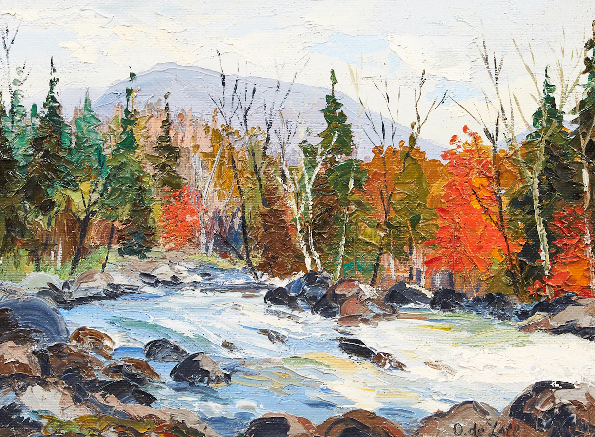 Oscar  de Lall, River Landscape, oil on board