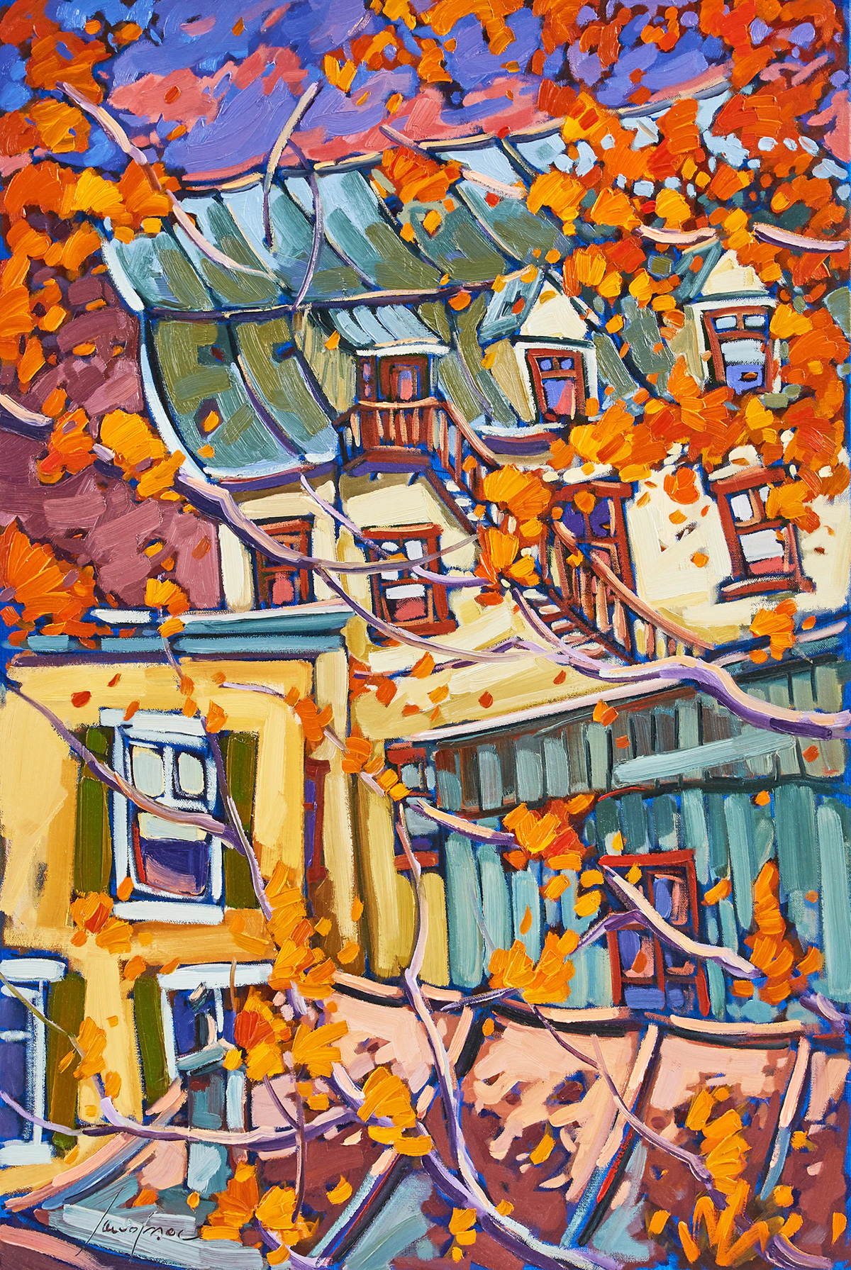 Robert Savignac, Voisinage; Fleuriste de Quartier, two oils on canvas