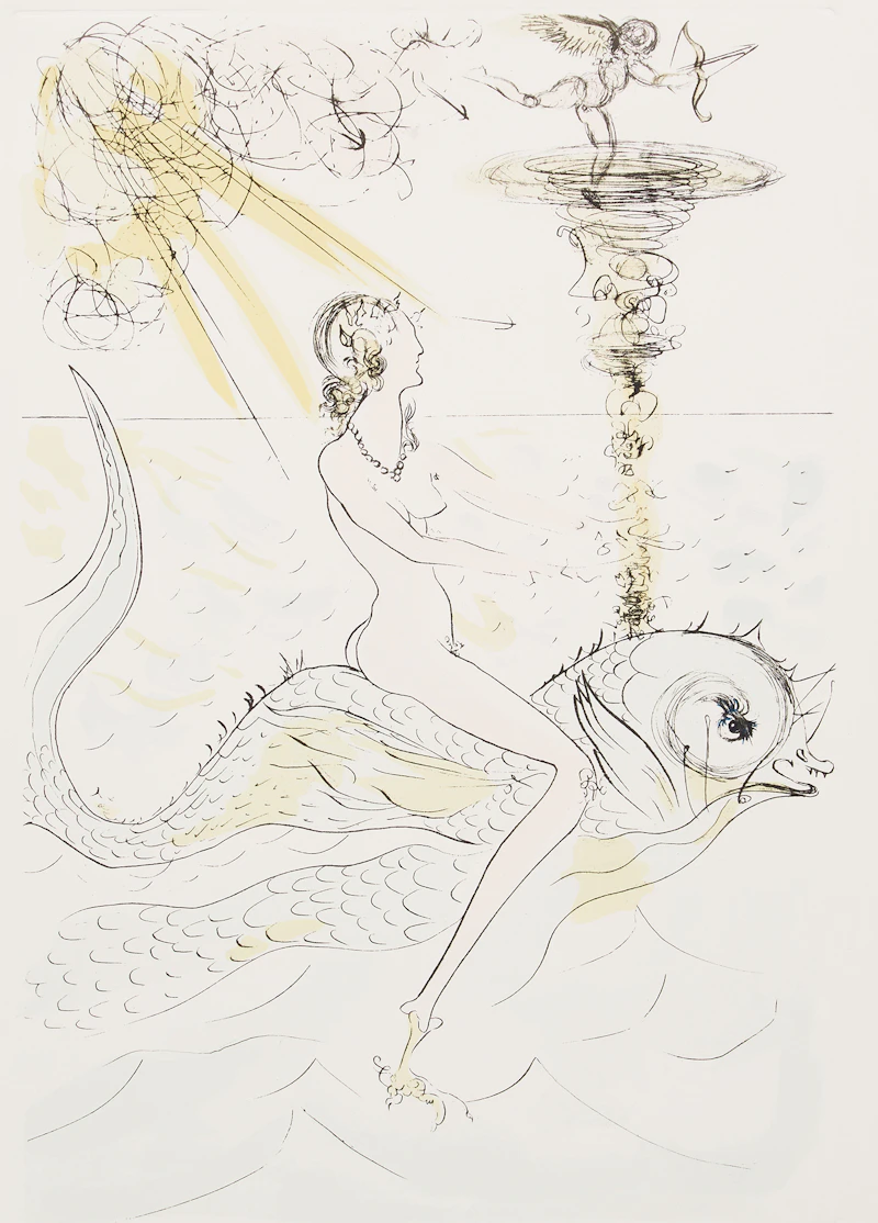 Siren on a Dolphin (from New Mythology)(M&L 489) by Salvador Dalí