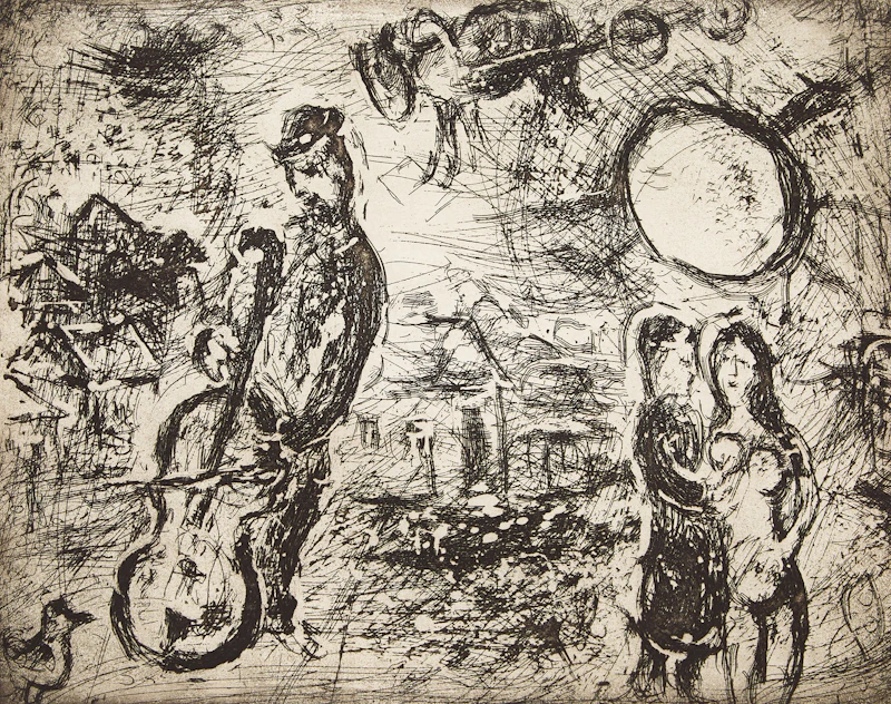 Le Violincelliste du Village (Cramer no.13) by Marc Chagall