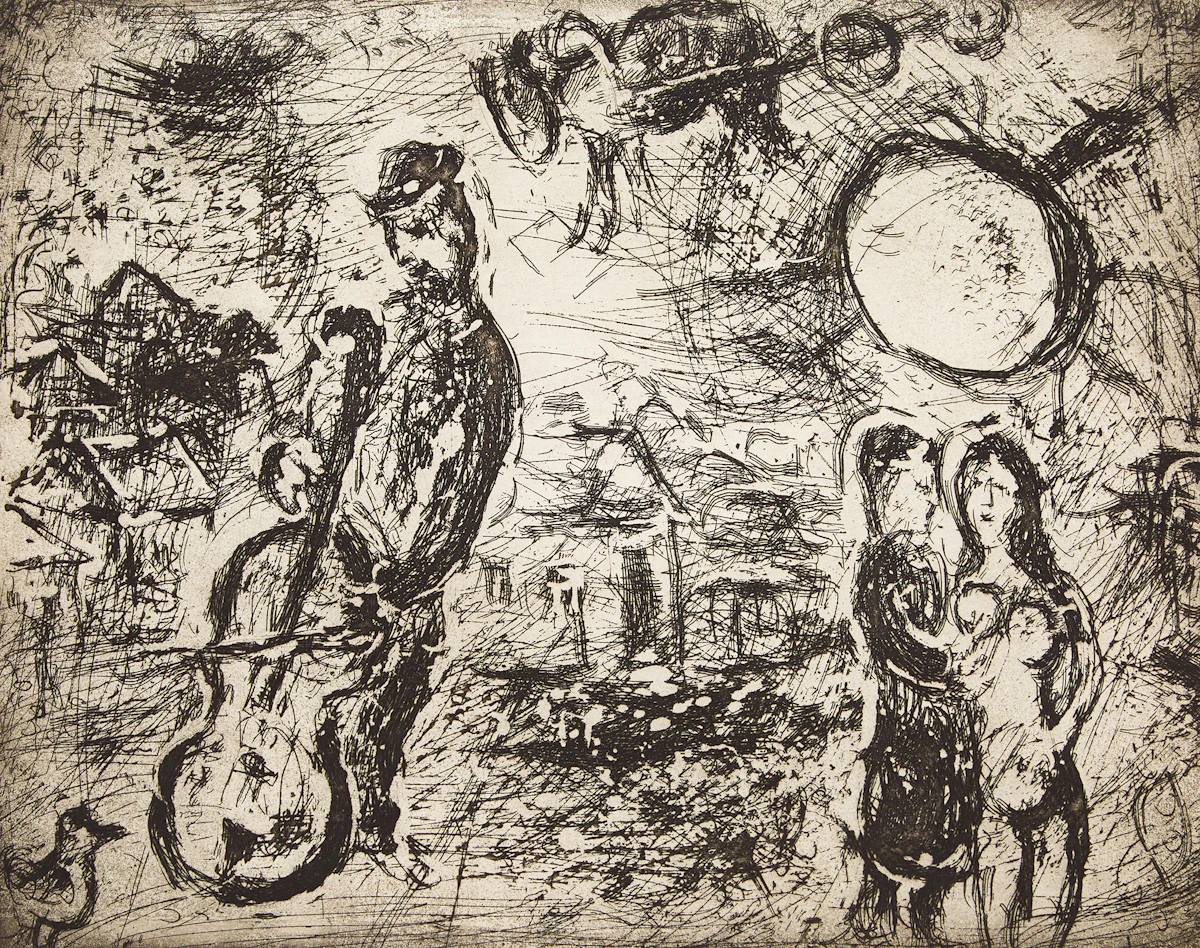 Marc Chagall, Le Violincelliste du Village (Cramer no.13), etching, 1961