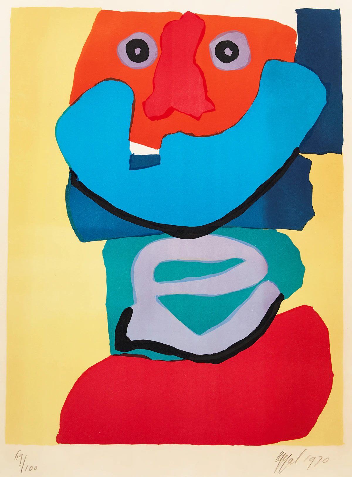 Karel Appel, From Personnages, colour lithograph, 1970