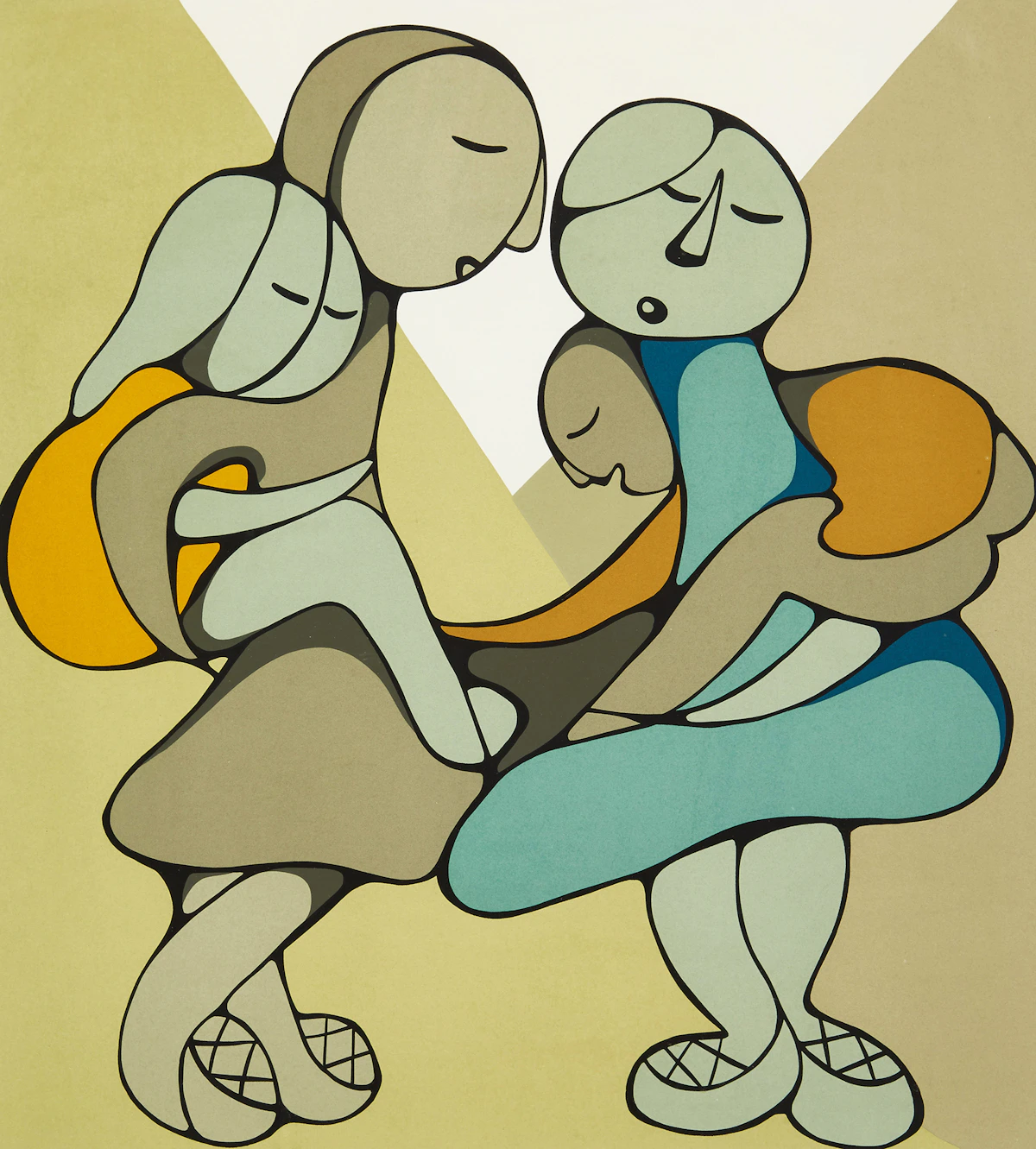 Daphne Odjig, Piggyback, colour serigraph, 1981