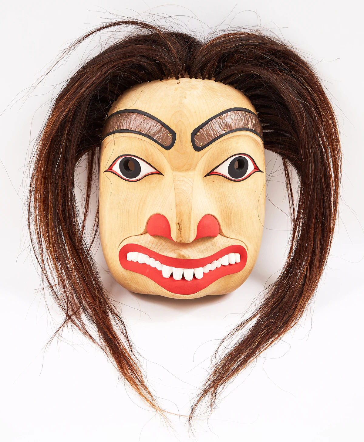 Paul Johnny, Mask, painted cedar wood with horse hair