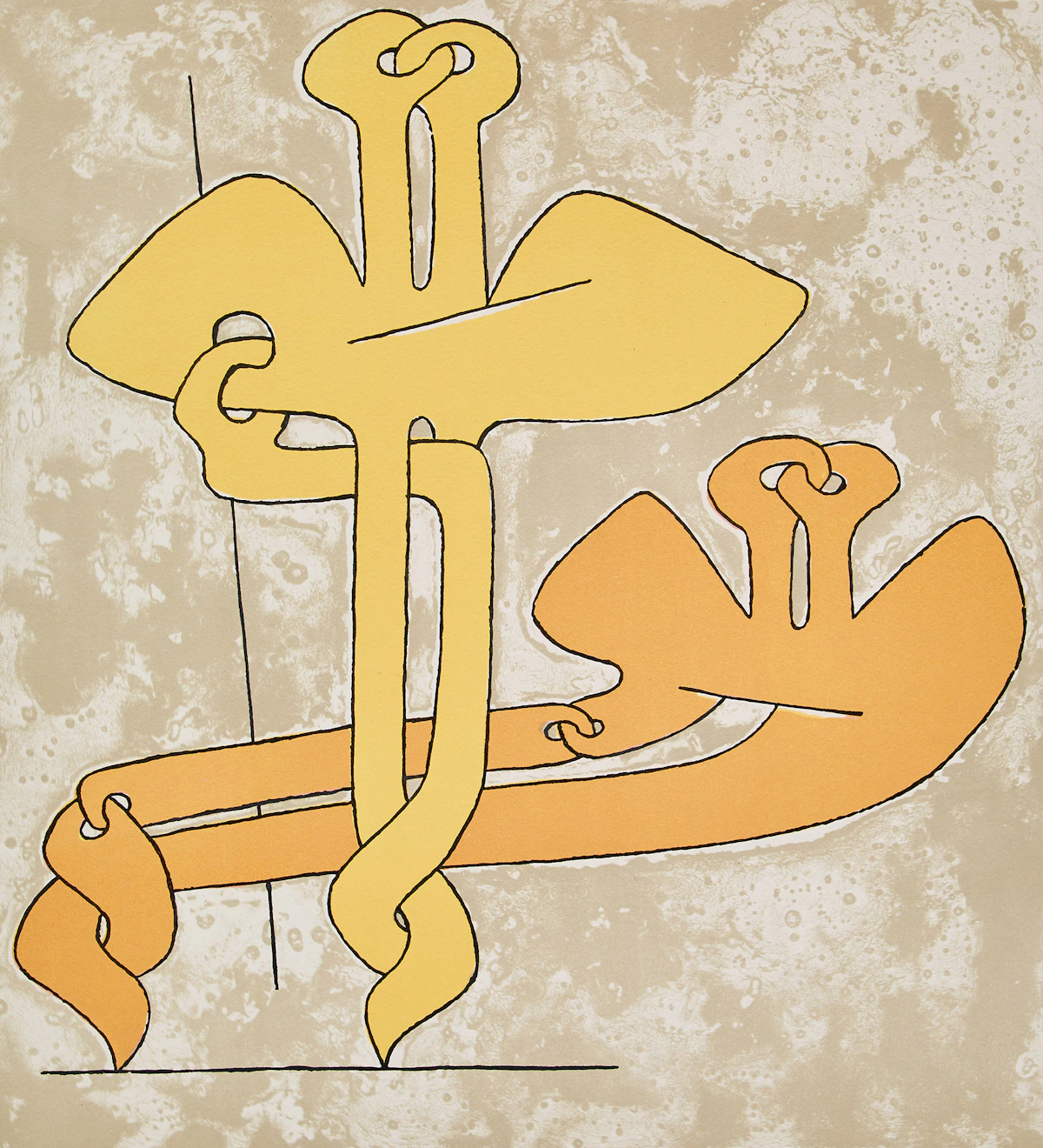Sorel Etrog, Family Group; Untitled (Yellow Head), colour lithograph and a colour etching with embossing