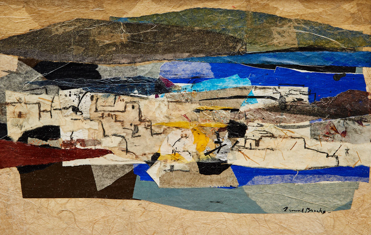 Frank Leonard Brooks, Mykonos, acrylic collage on masonite, 1979