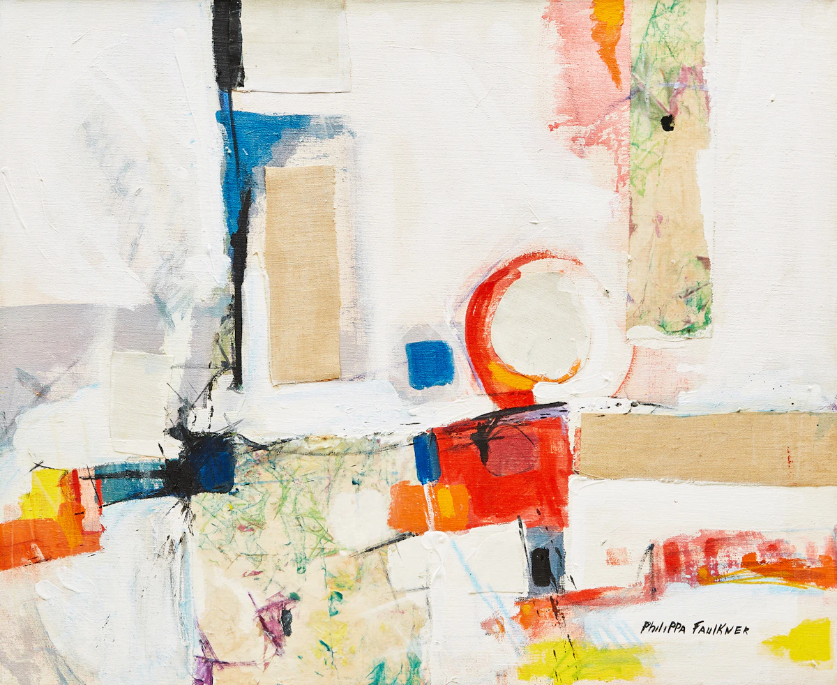 Philippa Mary Burrows Faulkner, Snow Break, mixed media on canvas, Februay 1966
