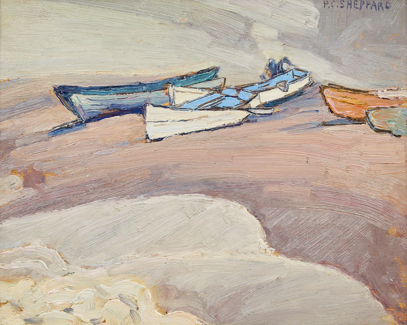 Boats on the Shore by Peter Clapham Sheppard