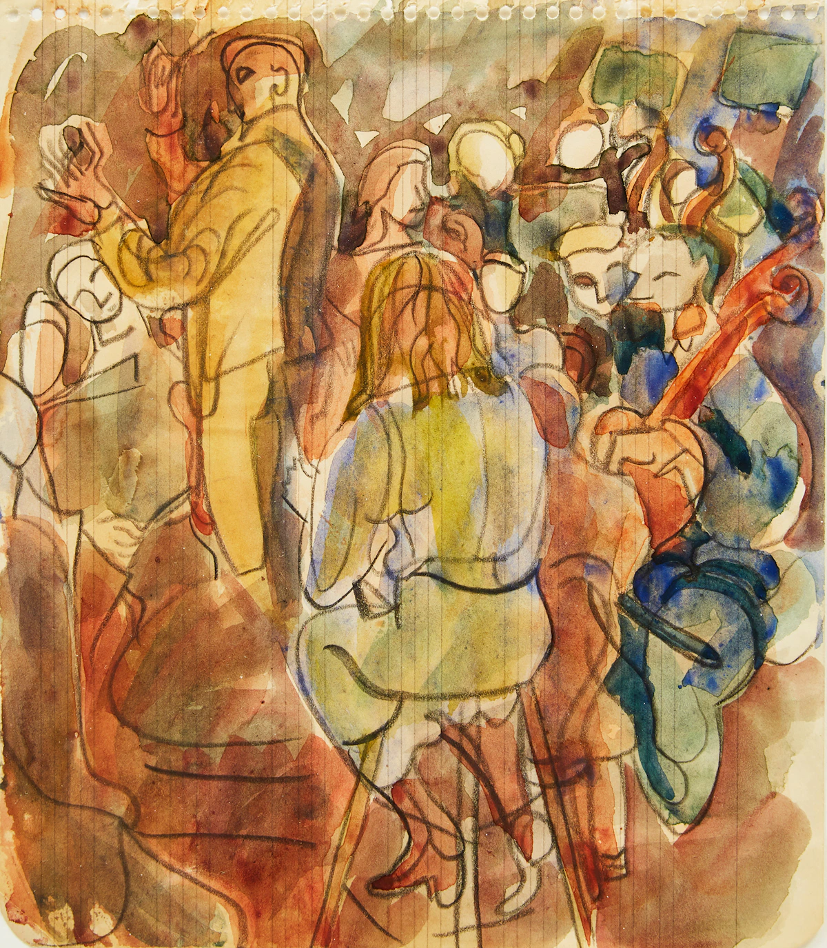 Pegi Nicol MacLeod, Musicians , watercolour on music paper, circa 1940
