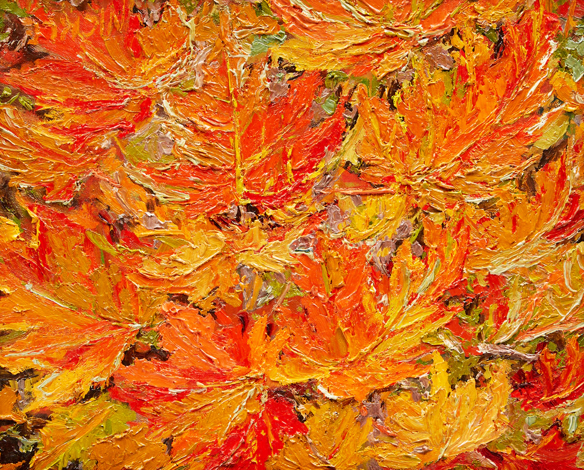 Lawrence Nickle, Autumn Leaves (Armour Twp., Dist. of Parry Sound, Ont.), oil on board, 1991