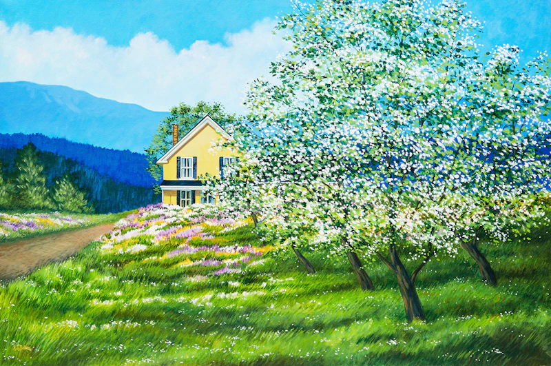 Anne J. Dalton, Spring Blossoms, acrylic on canvas