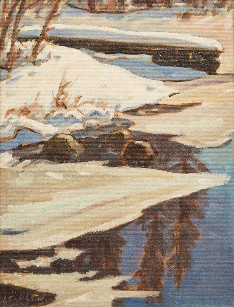 Helmut Gransow, Spring Ice, oil on canvas board