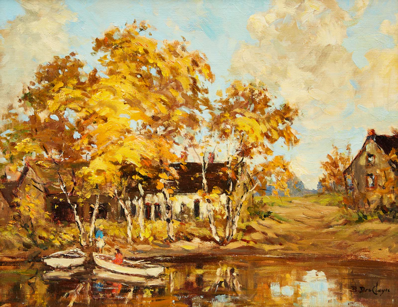 Silver Birches by the River by Berthe Des Clayes