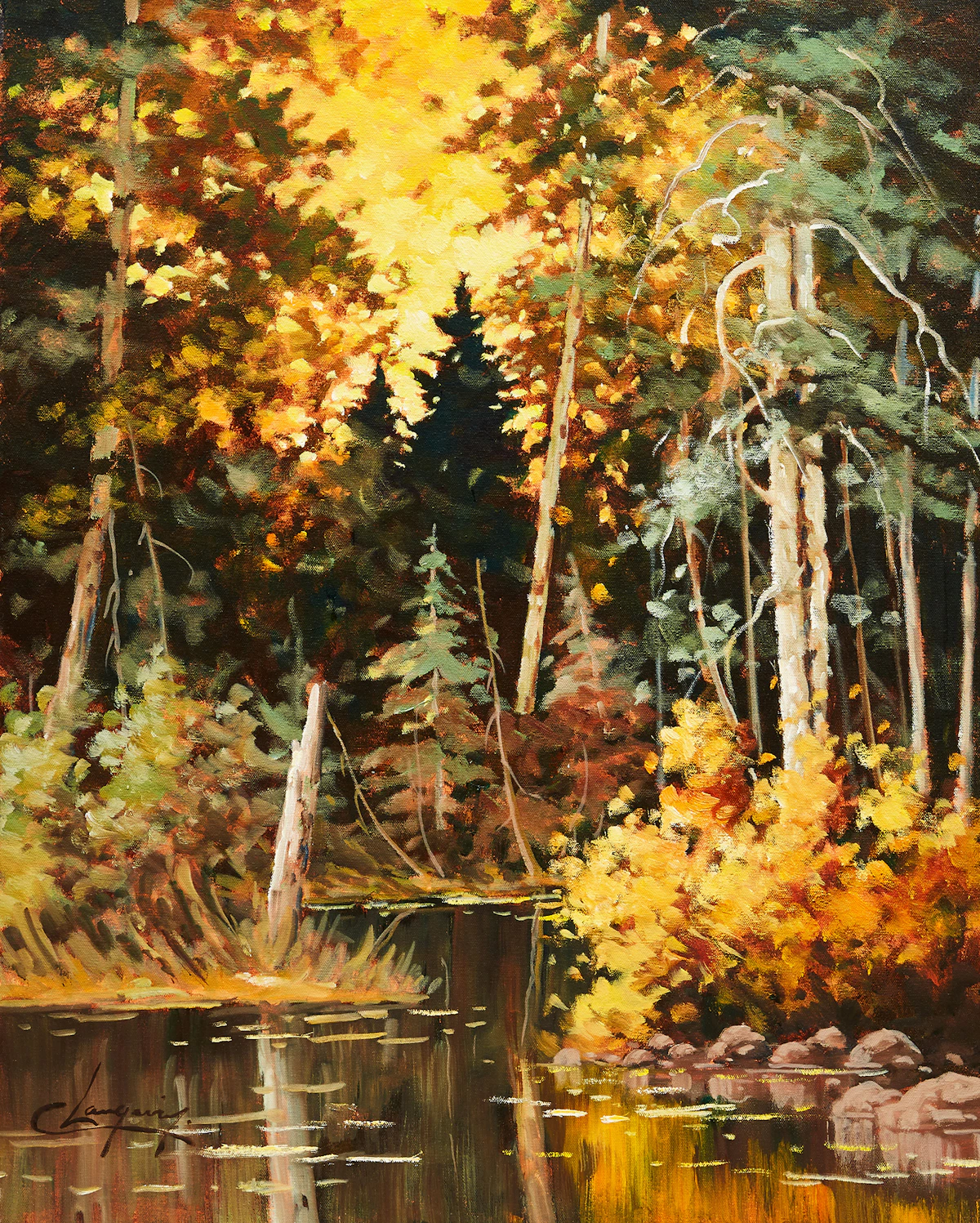 Claude Langevin, Sous-Bois, oil on canvas, 2014