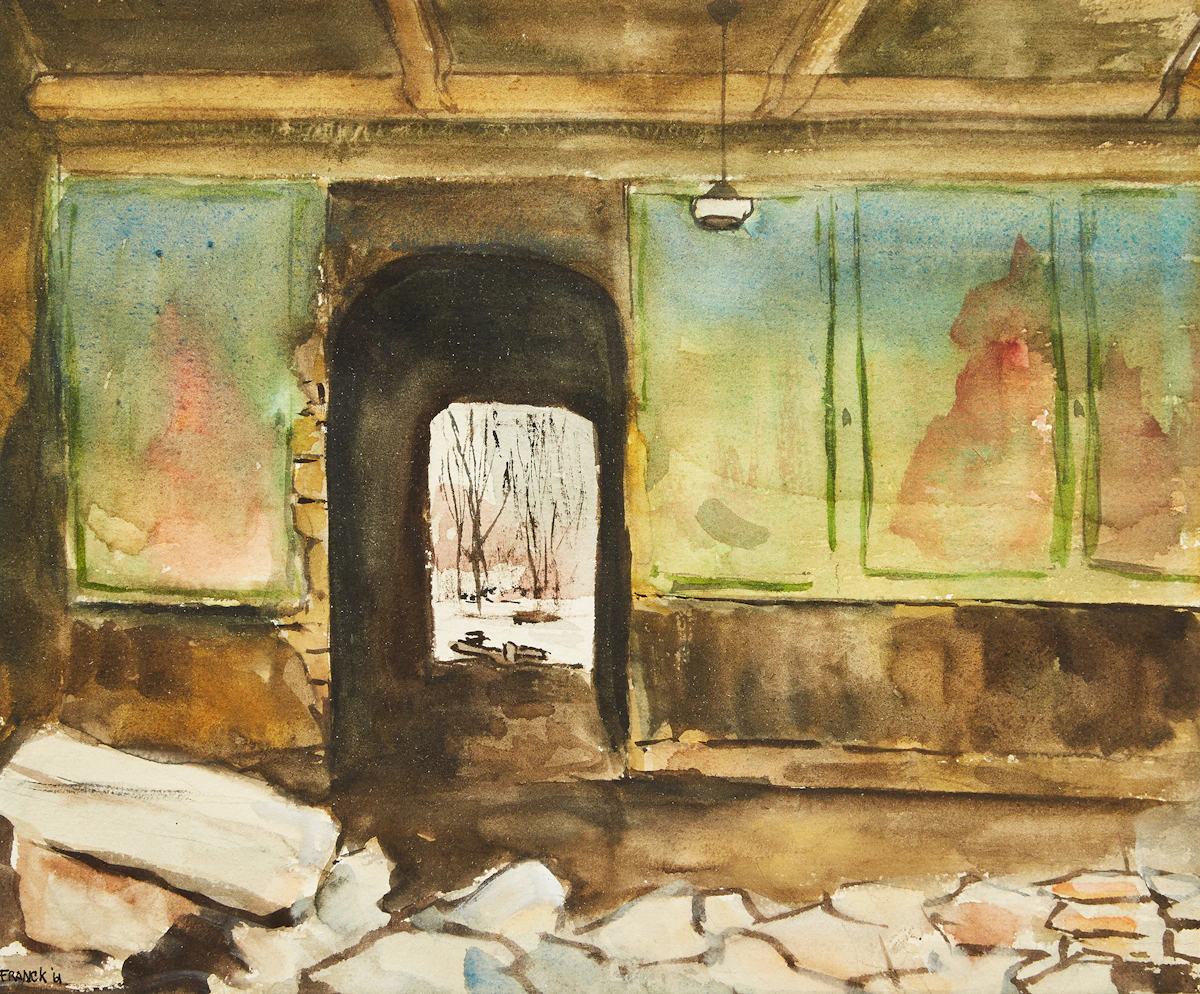Albert Jacques Franck, Chorley Park, The Great Hall, watercolour, 1961