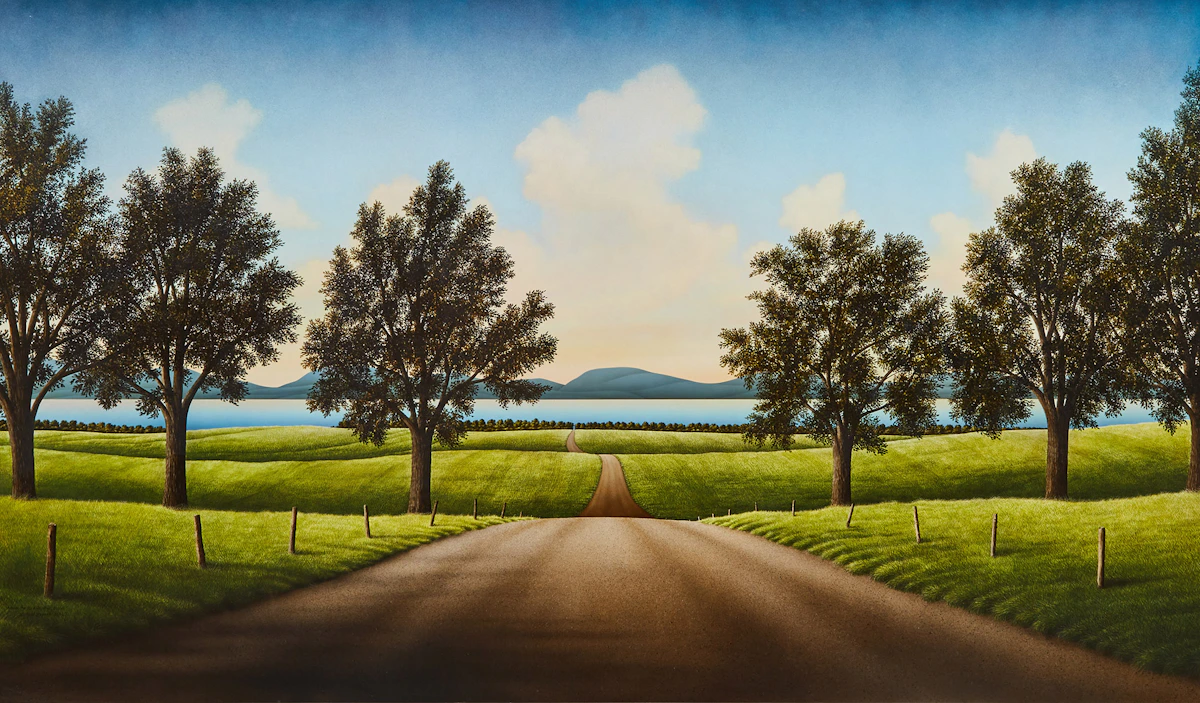 Michael French, Across the Île d'Orléans, Quebec, oil on board, 1994