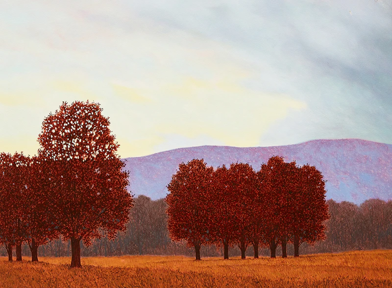 Red Maples, Mauve Hills by Philip Sybal