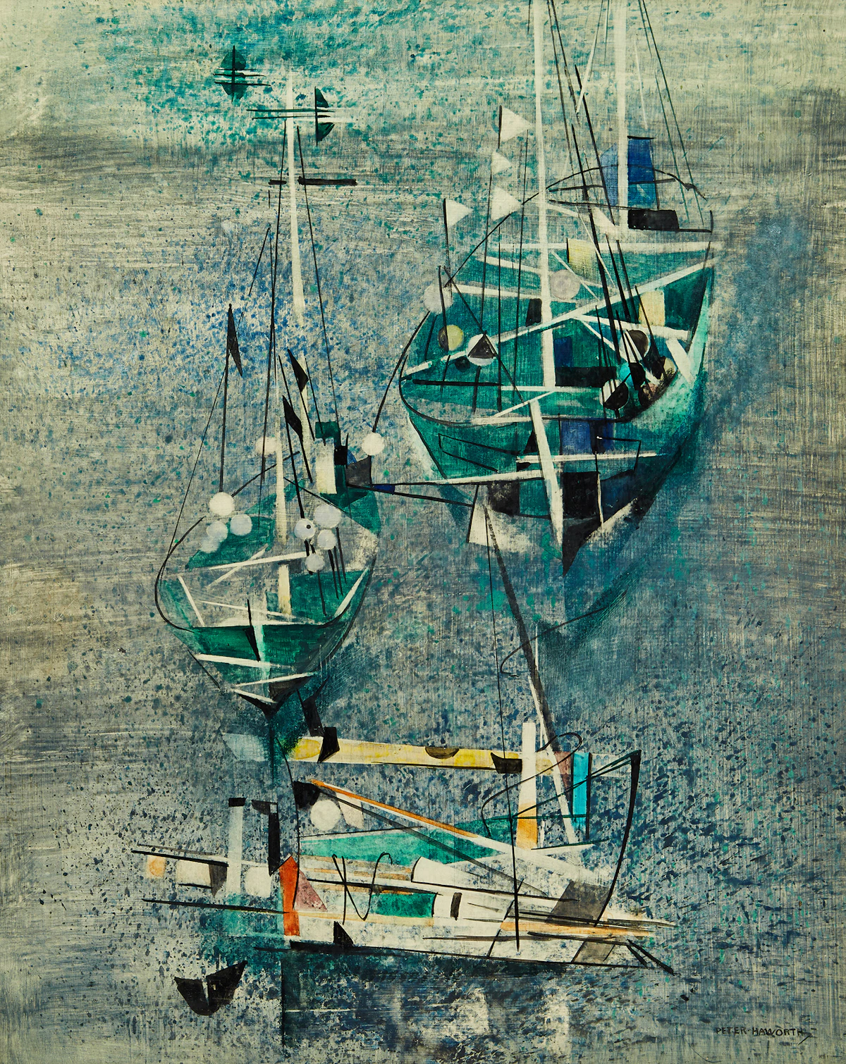 Peter Haworth, Boats, oil on board, 1963