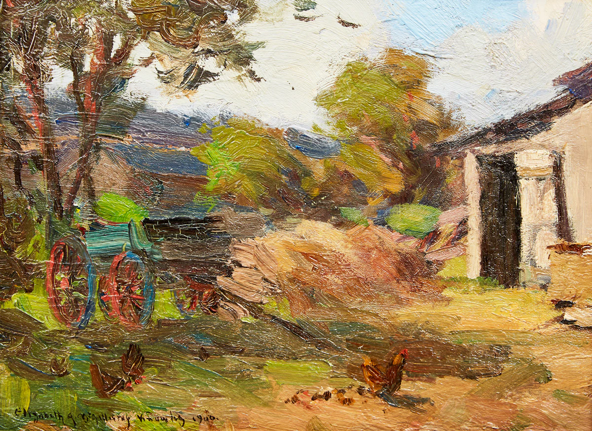 Elizabeth Annie McGillivray Knowles, Barnyard, oil on board, 1900